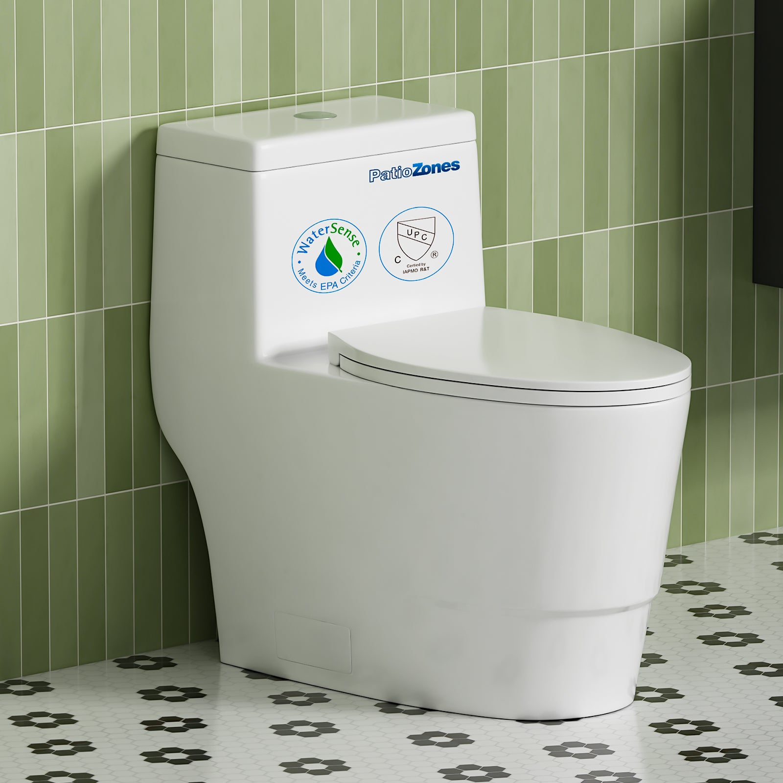 Compact Elongated 17" ADA Height One Piece Toilet with Soft-Closing Seat