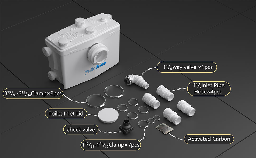 Macerator Toilet with 800W Waste Disposal Upflush Toilet System MY-FLO800 PatioZones