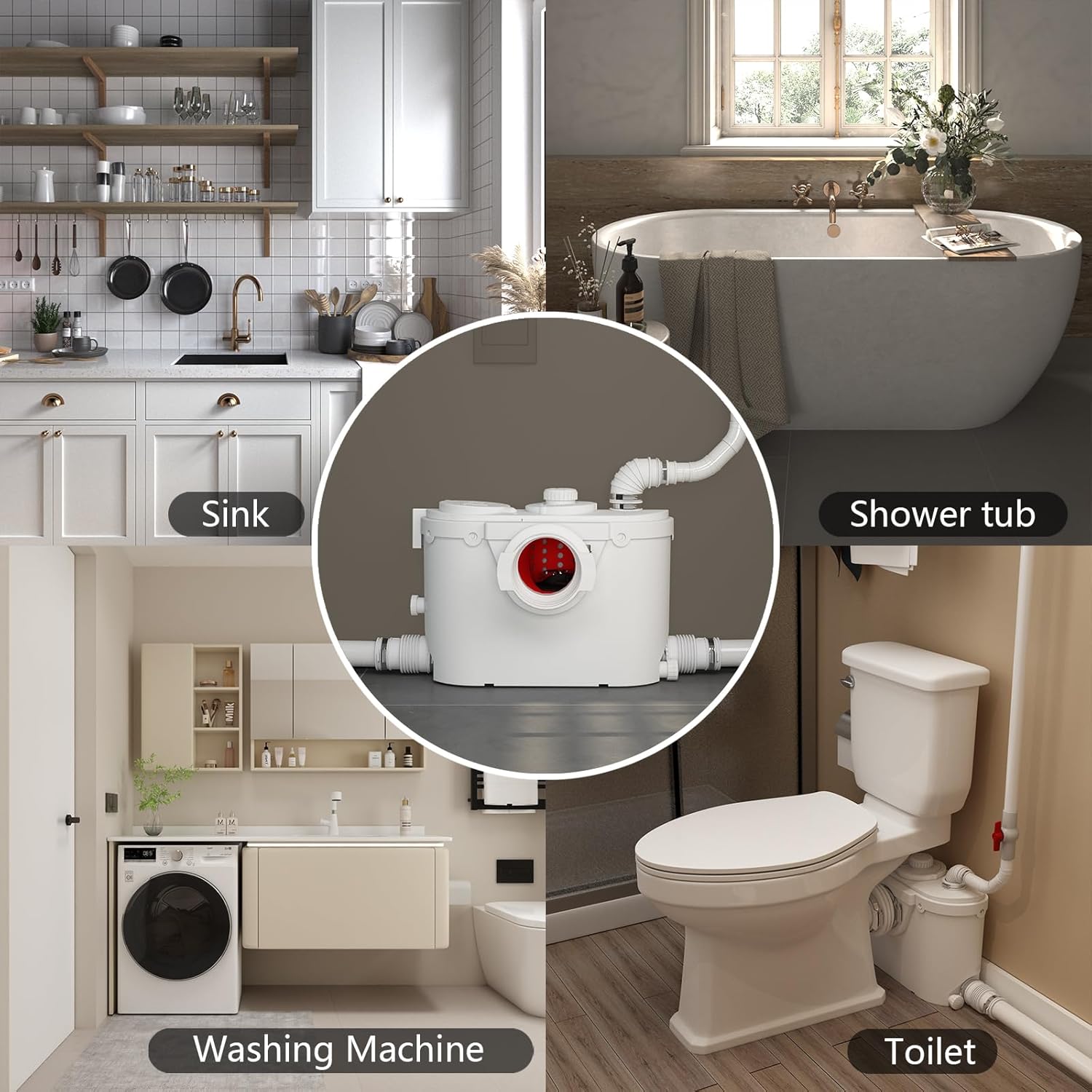 Elongated 500W Macerator Toilet for Basement LS-FLO500-B PatioZones