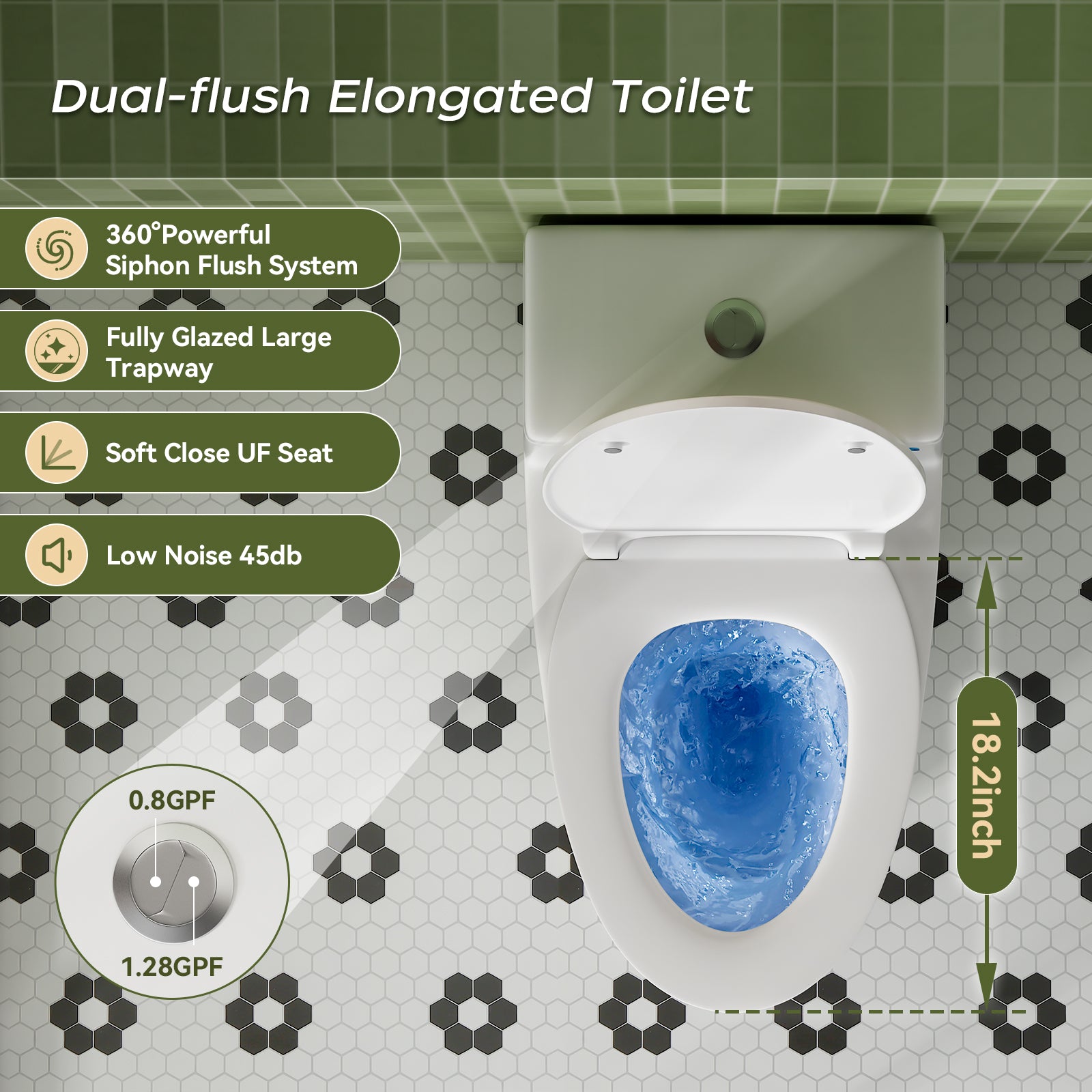 Compact Elongated 17" ADA Height One Piece Toilet with Soft-Closing Seat