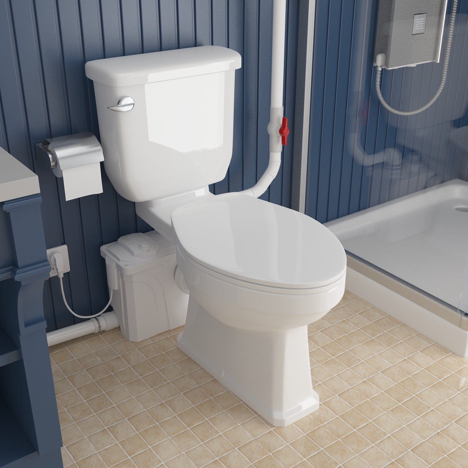 Easy-Installing 700W Macerator Toilet in White Color LS-FLO700 PatioZones