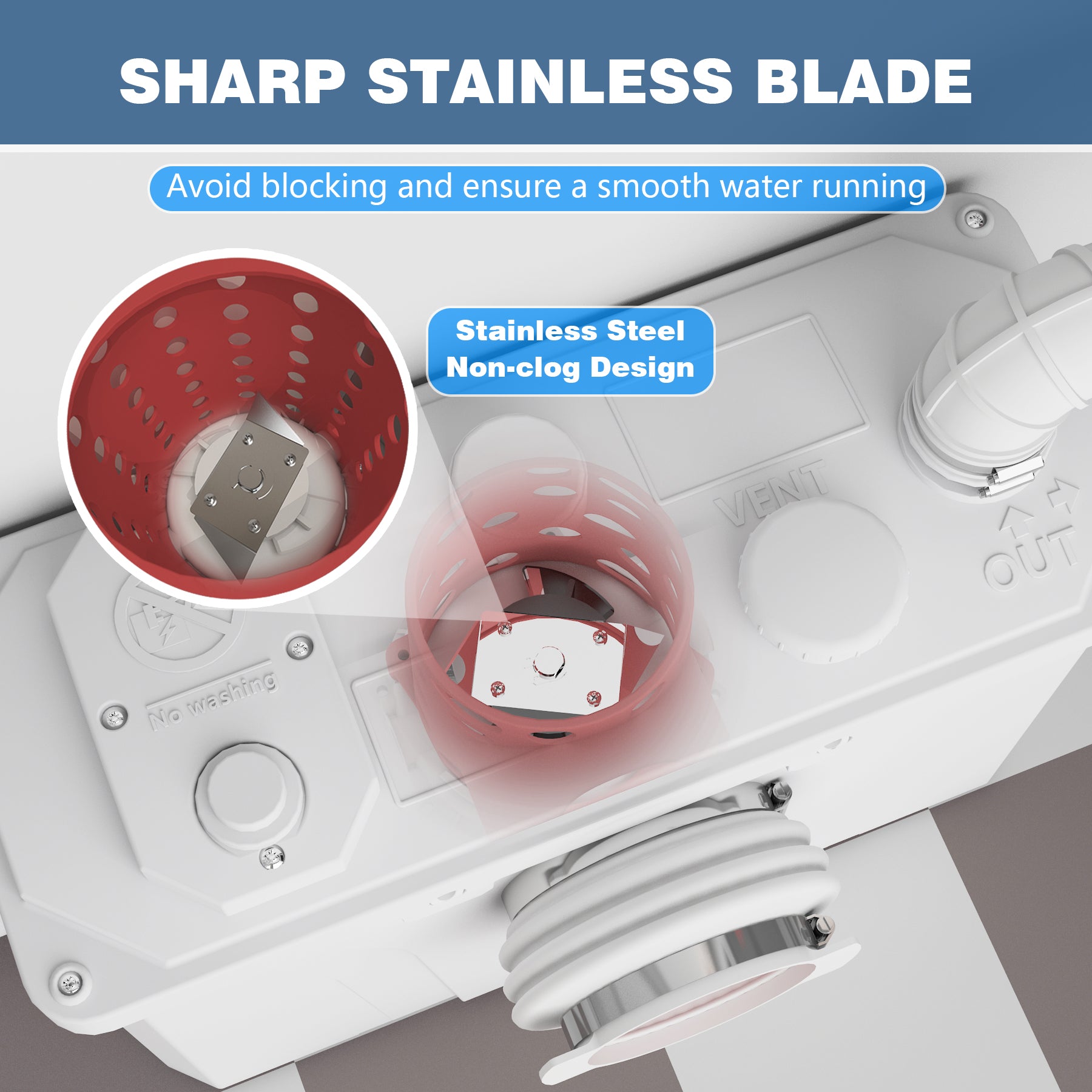 Easy-Installing 700W Macerator Toilet in White Color LS-FLO700 PatioZones