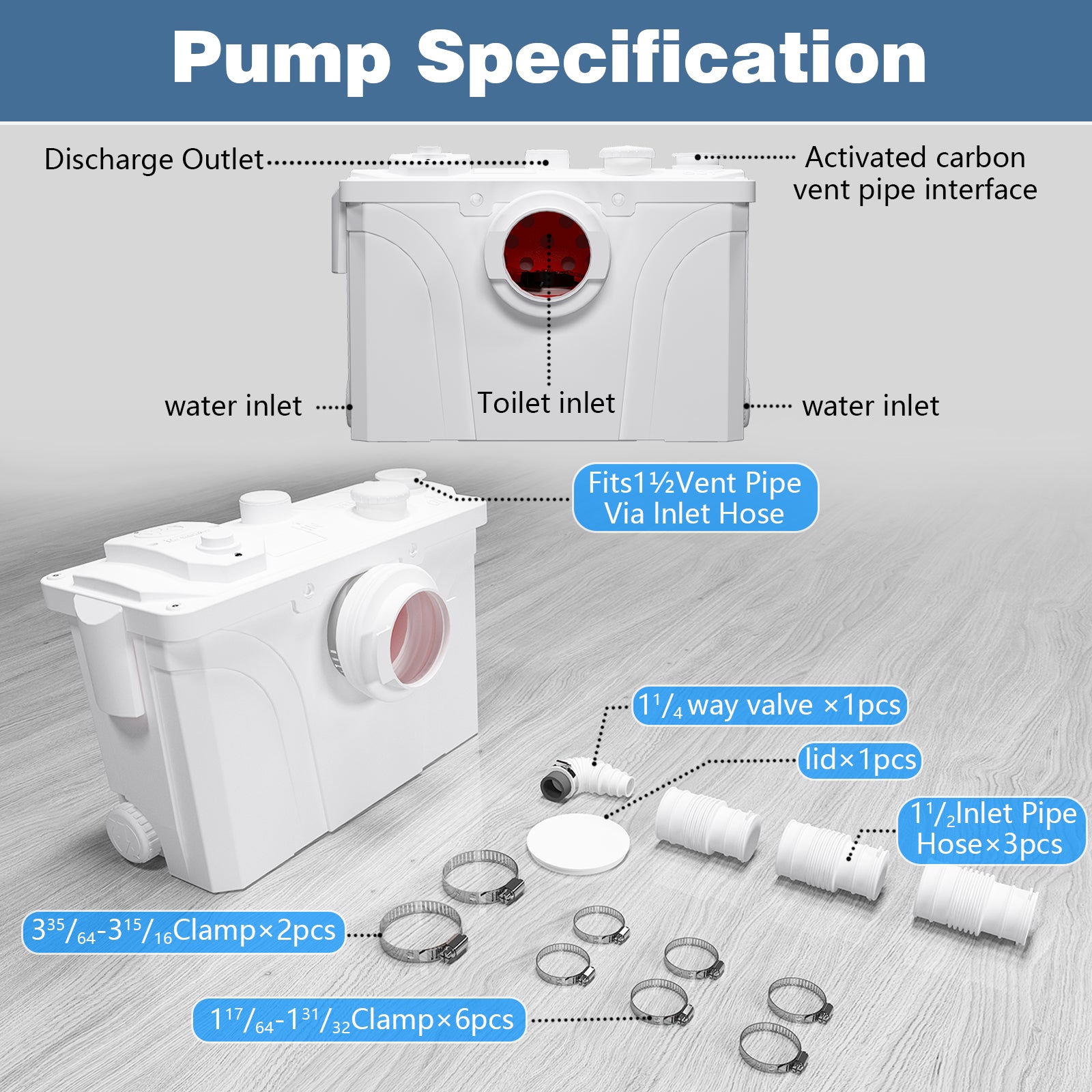Easy-Installing 700W Macerator Toilet in White Color LS-FLO700 PatioZones
