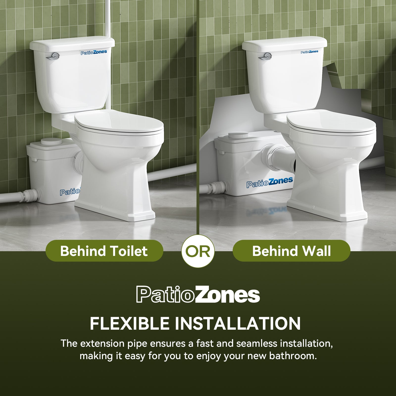 Easy-Installing 750W Macerator Toilet in White Color LS-FLO750 PatioZones